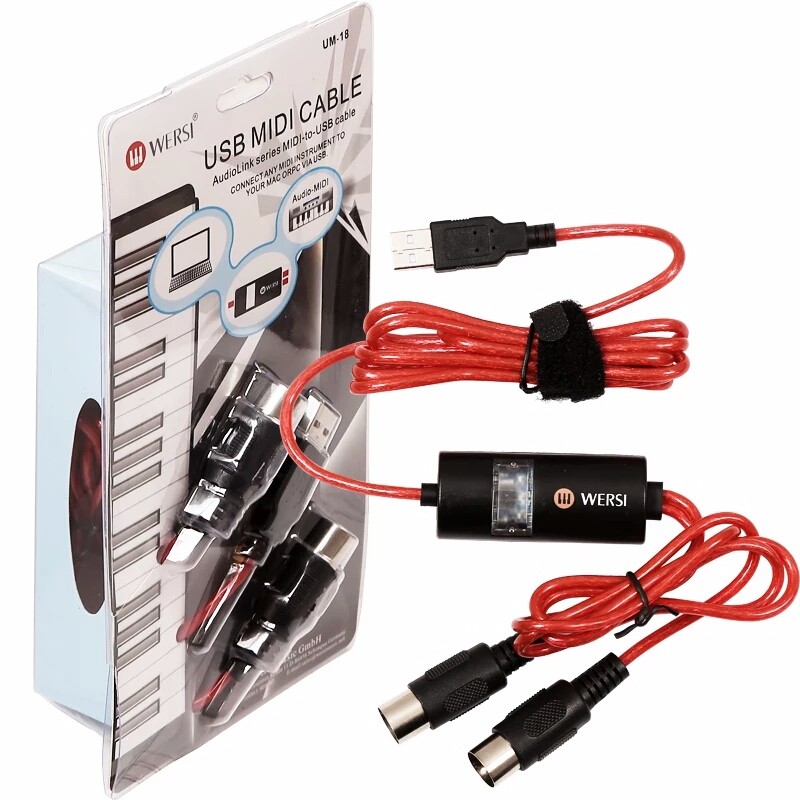 M-Audio Uno 1x1 USB MIDI Interface 1-In/1-Out In-Line Cable USB